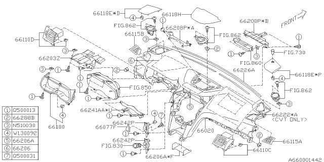 2014 Subaru Legacy Instrument Panel Diagram 6