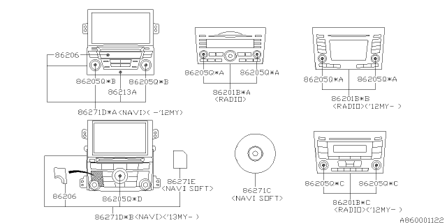 2010 Subaru Legacy Audio Parts - Radio Diagram 1