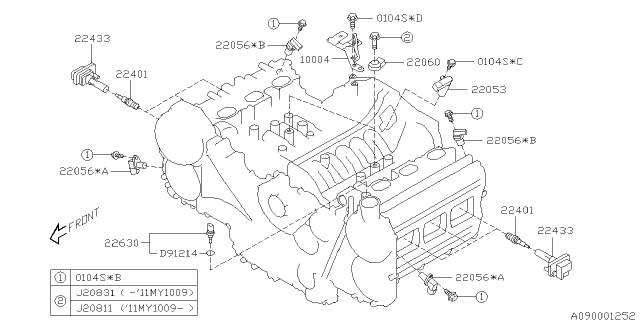2010 Subaru Outback Spark Plug & High Tension Cord Diagram 3