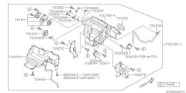 2014 Subaru Legacy Duct Foot Driver Diagram for 72127AJ09B