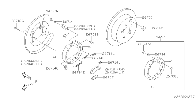 2013 Subaru Outback Brake Shoe Repair Kit Rear Diagram for 26694CA000