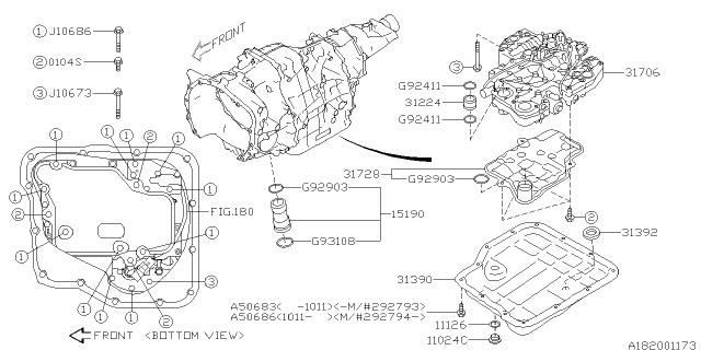 2011 Subaru Legacy Torque Converter Lock Up Solenoid Compatible Diagram for 31706AA030