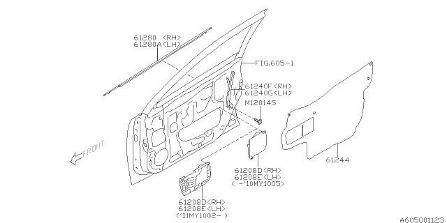 2012 Subaru Legacy Front Door Panel & Rear Or Slide Door Panel Diagram 2
