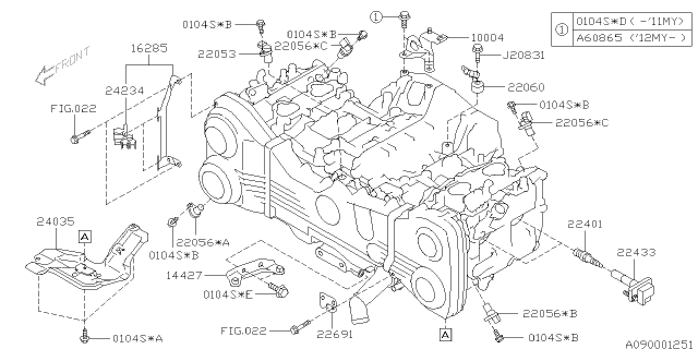 2010 Subaru Outback Spark Plug & High Tension Cord Diagram 2