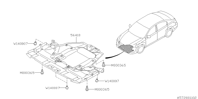2012 Subaru Outback Under Cover Front Diagram for 56410AJ02B
