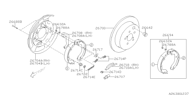 2010 Subaru Legacy Brake Shoe Repair Kit Rear Diagram for 26694YC000