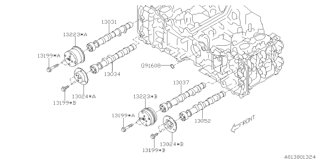 2013 Subaru Legacy CAMSHAFT Complete Exhaust LH Diagram for 13052AA850