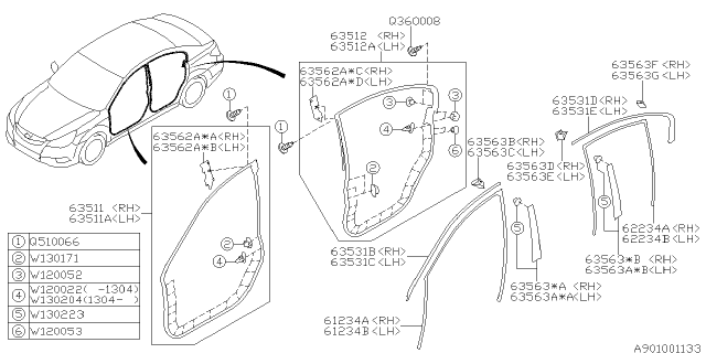 2013 Subaru Legacy Screw Assembly M4X8 Diagram for 904360008