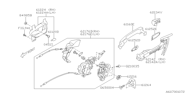 2012 Subaru Legacy Door Parts - Latch & Handle Diagram 2
