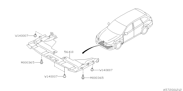 2013 Subaru Outback Under Cover Front Diagram for 56410AJ01B