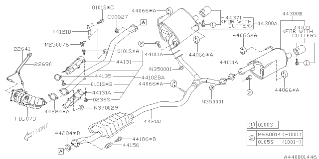 2010 Subaru Outback Bracket Hanger Exhaust Diagram for 44521AA090