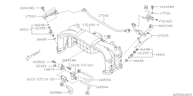 2010 Subaru Legacy Pipe Fuel Diagram for 17536AA490