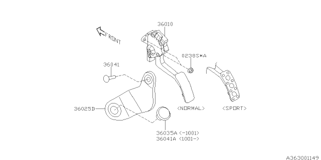 2011 Subaru Legacy Pedal System Diagram 1
