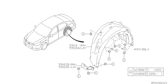 2011 Subaru Legacy Mudguard Diagram 2