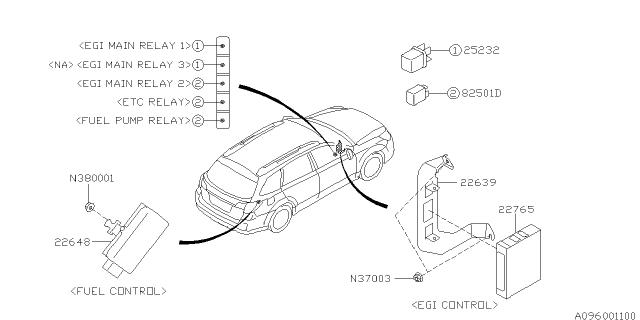 2013 Subaru Legacy Relay & Sensor - Engine Diagram