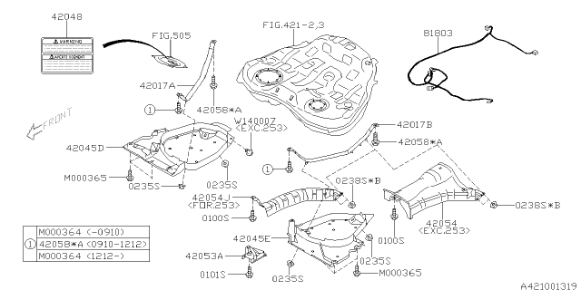2010 Subaru Legacy Band Tank Assembly RH Diagram for 42017AJ00A