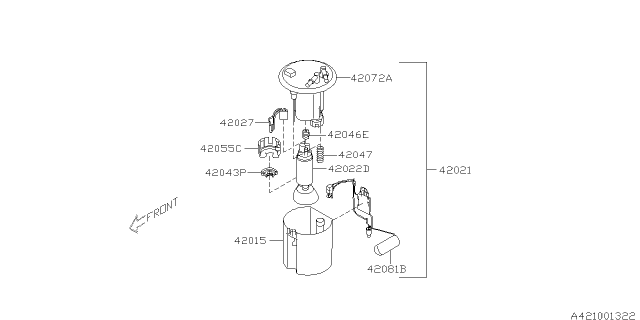 2014 Subaru Outback Fuel Pump Filter Assembly Diagram for 42072AJ050