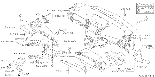2012 Subaru Outback Instrument Panel Diagram 3