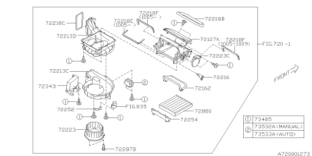 2012 Subaru Legacy Case Assembly Blower Upper Diagram for 72213AJ06B