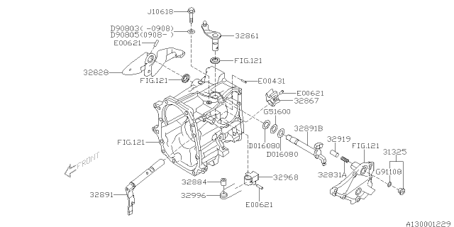 2011 Subaru Legacy Shifter Fork & Shifter Rail Diagram 1