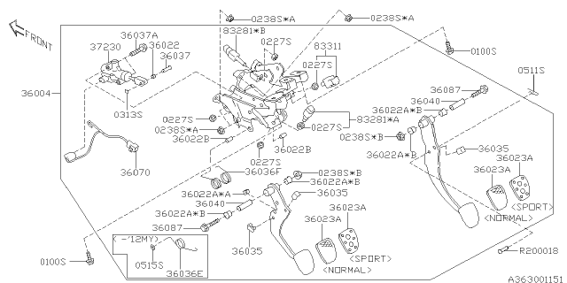 2011 Subaru Legacy Pedal System Diagram 2