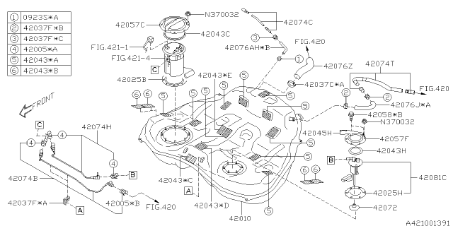 2013 Subaru Legacy Gasket Main Diagram for 42025AJ070