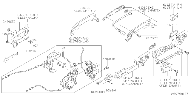 2012 Subaru Legacy Door Parts - Latch & Handle Diagram 1