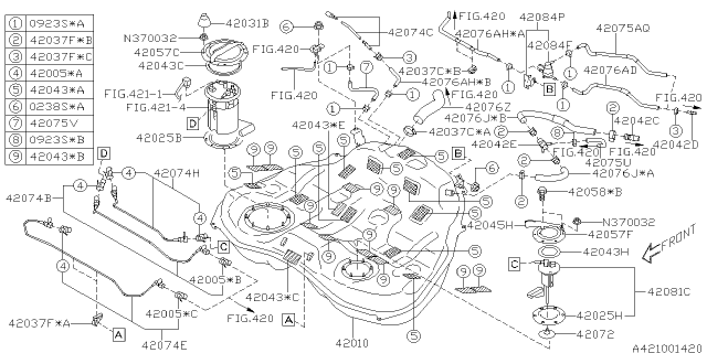 2012 Subaru Legacy Clamp Hose Diagram for 42037FG070