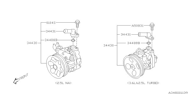 2013 Subaru Legacy Power Steering Pump Assembly Diagram for 34430AJ021