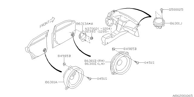 2012 Subaru Outback Audio Parts - Speaker Diagram 1
