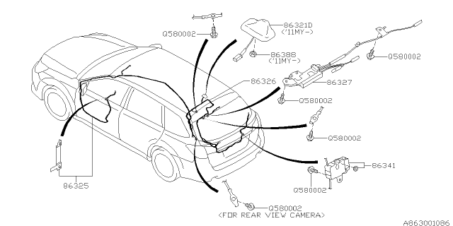 2012 Subaru Legacy Audio Parts - Antenna Diagram 1