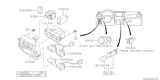 2011 Subaru Legacy Switch - Instrument Panel Diagram 2