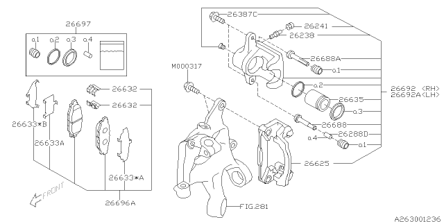 2010 Subaru Outback Brake Pad Kit Rear Diagram for 26696XA000
