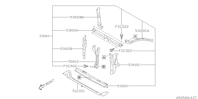 2015 Subaru Forester Radiator Support Side Panel, Right Diagram for 53029SG0509P