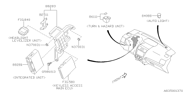2015 Subaru Forester Multifunction Control Module Diagram for 88281SG520