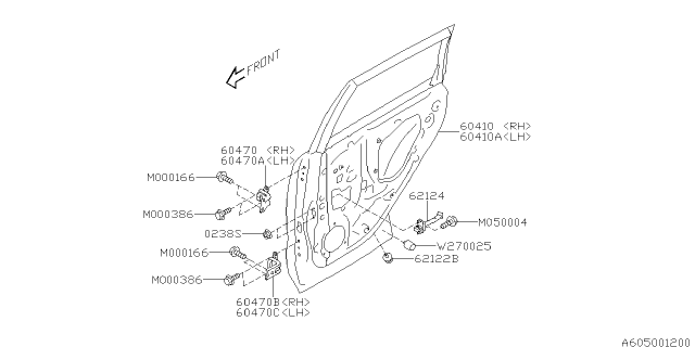 2018 Subaru Forester Checker Assembly Rear Door Diagram for 62124FG004
