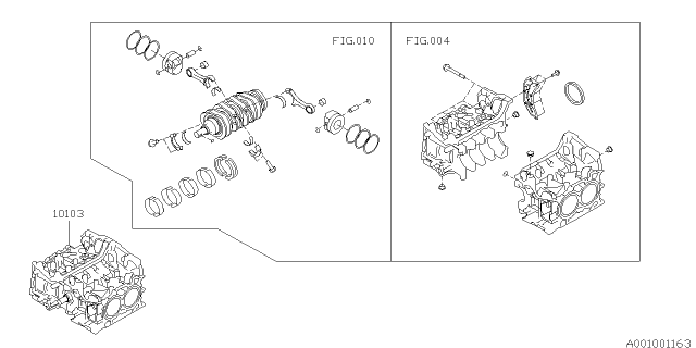 2014 Subaru Forester Short Block Engine Assembly Diagram for 10103AC300