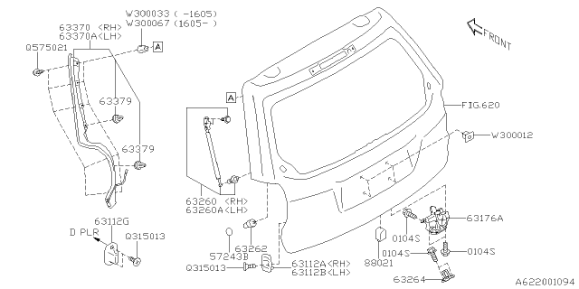 2014 Subaru Forester Rear Gate Stay Assembly, Right Diagram for 63269SG000