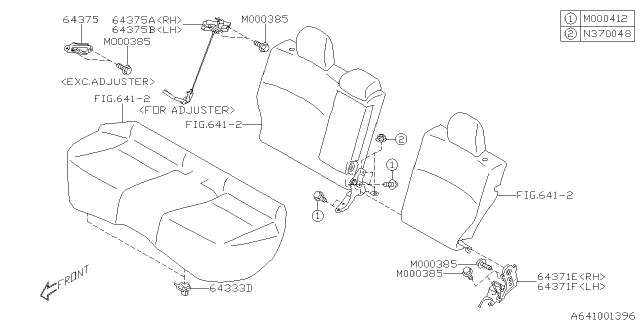 2014 Subaru Forester Hinge Assembly Rear BACKREST RH Diagram for 64371SG020