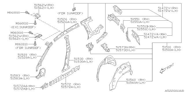 2018 Subaru Forester Reinforcement Side SILL O Diagram for 51572AJ5019P