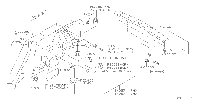 2016 Subaru Forester Trim Panel Assembly APRONRH Diagram for 94027SG003VH