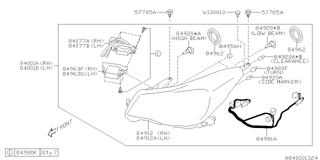 2018 Subaru Forester Bulb Diagram for 84920CA010