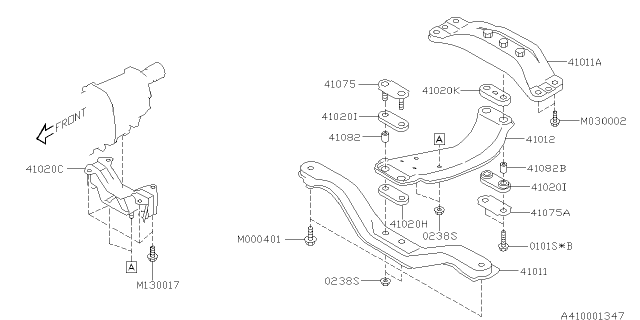 2017 Subaru Forester Rubber Cushion Transmission Diagram for 41022AL040