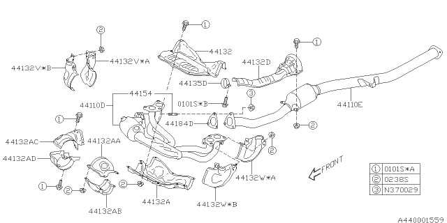 2014 Subaru Forester Cover Complete Exhaust Diagram for 44651AD580