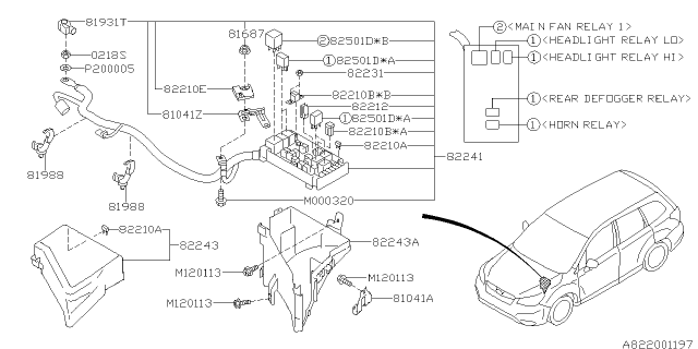 2015 Subaru Forester Relay Assembly Diagram for 82501AG080
