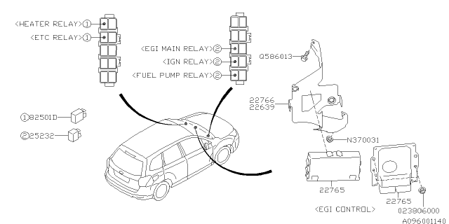 2017 Subaru Forester Bracket Complete EGI Unit Diagram for 22639AA640