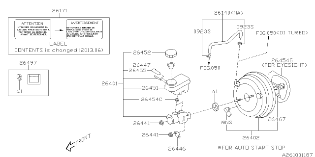2015 Subaru Forester Master Cylinder Assembly Diagram for 26401FJ070