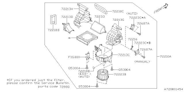 2014 Subaru Forester Blower Assembly Diagram for 72210FJ030