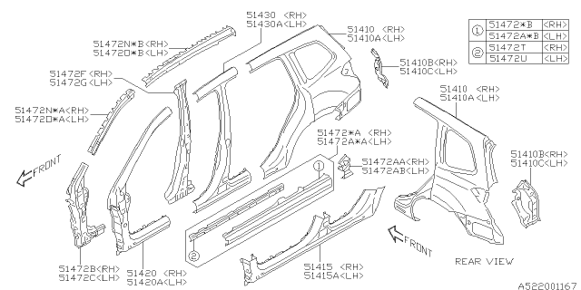 2016 Subaru Forester PB001368 Rear Quarter Complete OUTE Diagram for 51439SG0109P