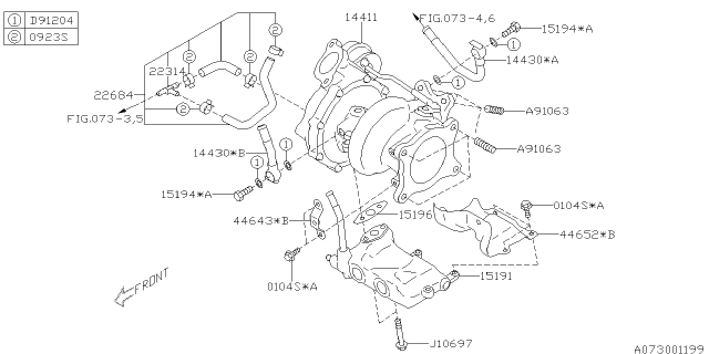 2014 Subaru Forester Pipe Complete Turbo No 2 Diagram for 14430AA271